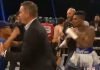 Escandaloso final en la pelea de boxeo entre un rapero y un TikToker: un fanático subió al ring y se desató una batalla campal