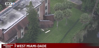 Reportan colapso del techo en un edificio de apartamentos en Miami-Dade, donde cayó un alero en julio
