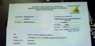 Filtran documento de la inteligencia naval firmado por el director Totesautt donde autoriza credencial a narcotraficante