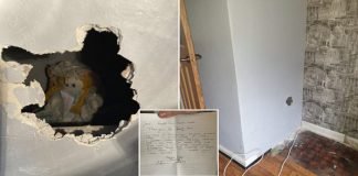 Encuentra una muñeca y una siniestra carta escondida entre las paredes