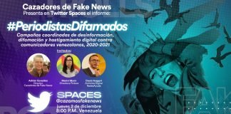 Cazadores de Fake News dará a conocer informe «Periodistas Difamados» el próximo jueves