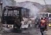 Así fue el incendio de una unidad de transporte público en San Martín