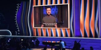 Zelensky intervino en la gala de los Grammy (+ vídeo)