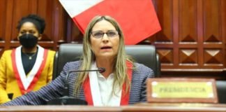 Presidenta del Congreso peruano reitera que Castillo quiere cerrar el Parlamento