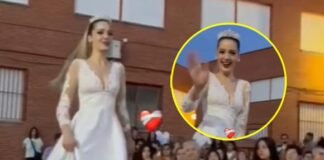 Llegó a su ceremonia de graduación vestida de novia