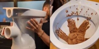 Heladería sirve el postre en un inodoro