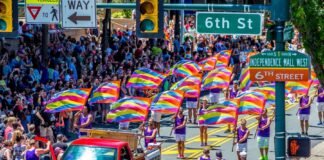 Caos en Filadelfia al enfrentarse manifestantes pro palestinos y manifestantes LGBTIQ