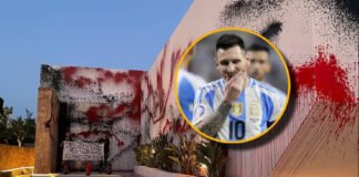 Activistas climáticos vandalizan la fachada de la casa de Messi
