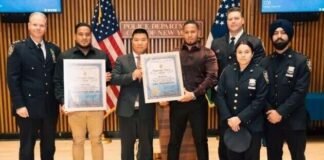 Policía de Nueva York condecoró a venezolanos que evitaron el asesinato de una persona en el metro