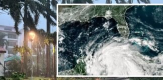 Así se ve el movimiento de la marejada ciclónica cerca de Fort Myers, Fl., tras degradación de Huracán Helene