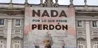 Uso de IA en supuesta lona “Nada por lo que pedir perdón” en el Palacio Real de Madrid