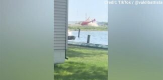 Helicóptero se estrella cerca de un restaurante frente al mar Michigan