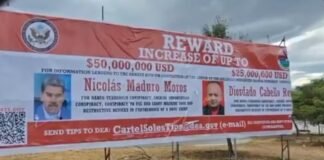 La frontera colombo-venezolana amaneció con vallas que anuncian las recompensa por Maduro y Diosdado Cabello