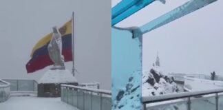 Baja temperatura causa fuerte nevada sobre el Pico Espejo en Mérida